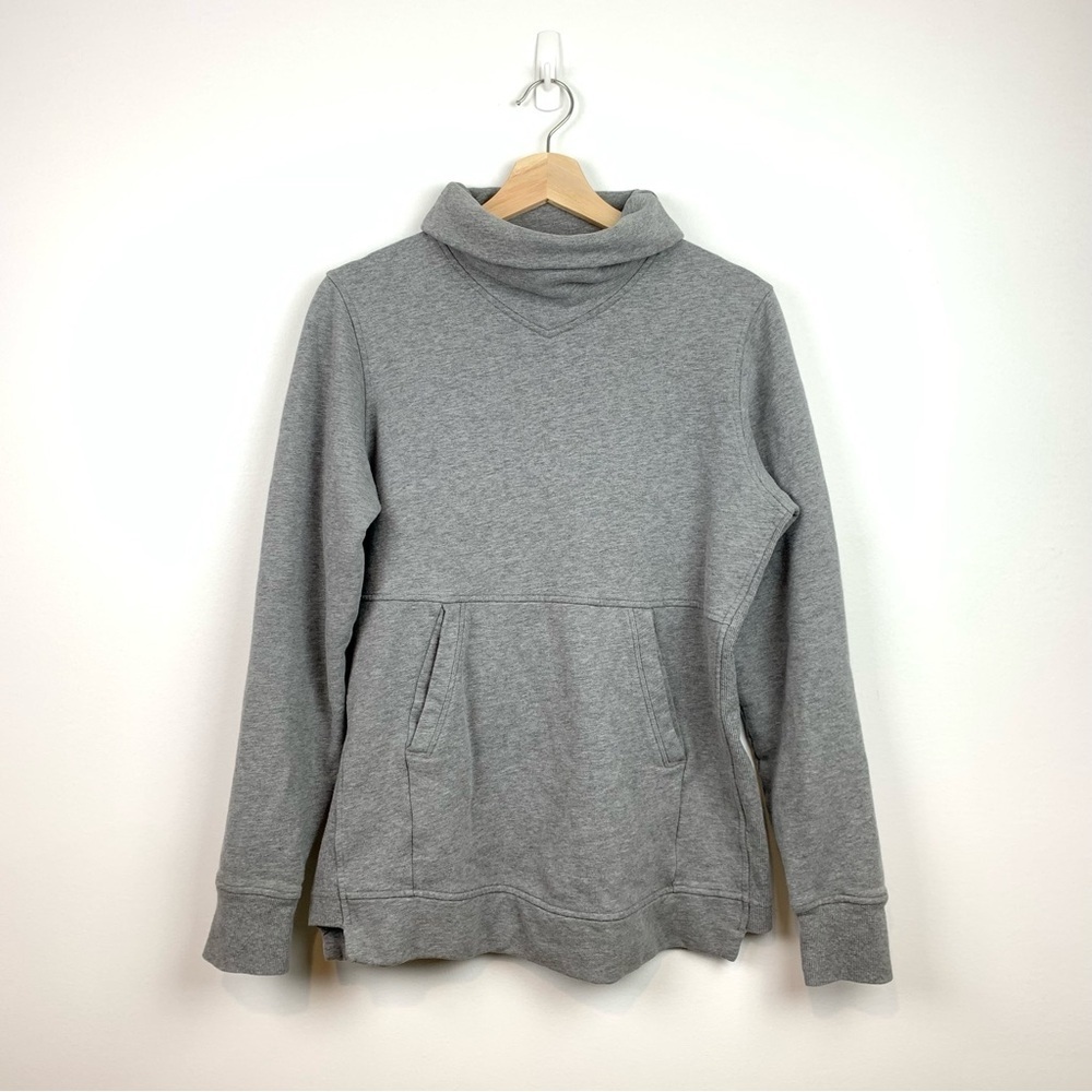 Lululemon Press Pause Funnel Neck Sweatshirt Pullover Gray Size 8 Pocket Active